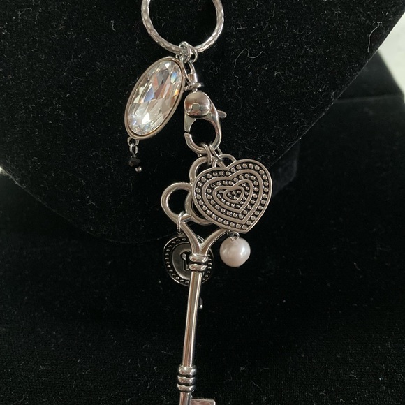 Multi-Charm long necklace Crystal, Glass Pearls, Howlite & Stainless Steel 32” - Picture 3 of 3